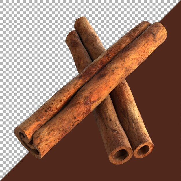 3D Rendering of a Cinnamon Stick on Transparent Background Ai Generated