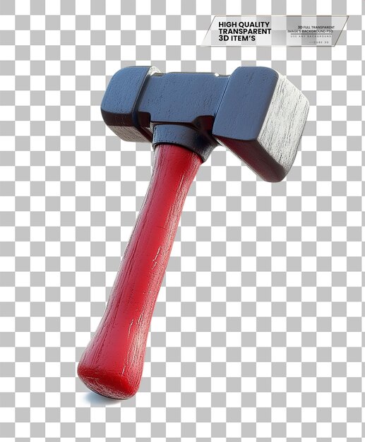 3d rendering of a hammer icon isolated on transparent background
