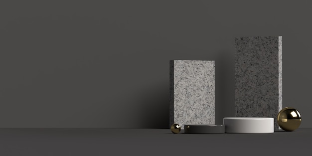 3d rendering of abstract scene geometry shape podium 