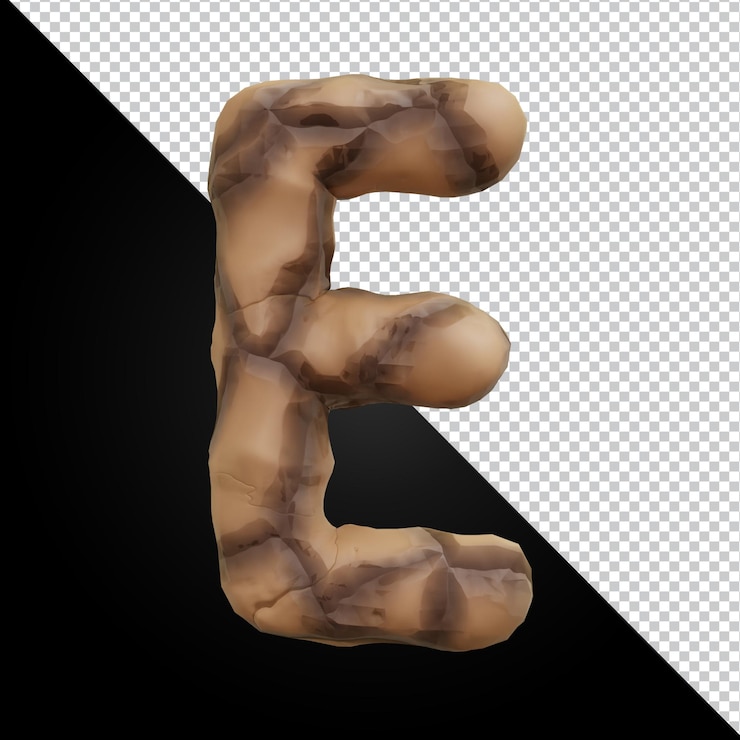 PSD 3d rendering of alphabet letter e isolated