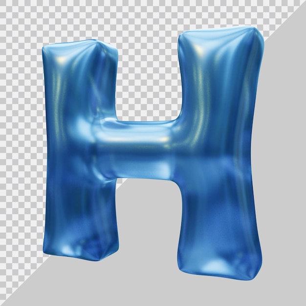 3d rendering of alphabet letter h with modern style
