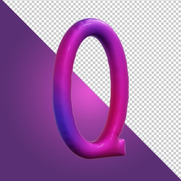 3d rendering of alphabet letter q isolated
