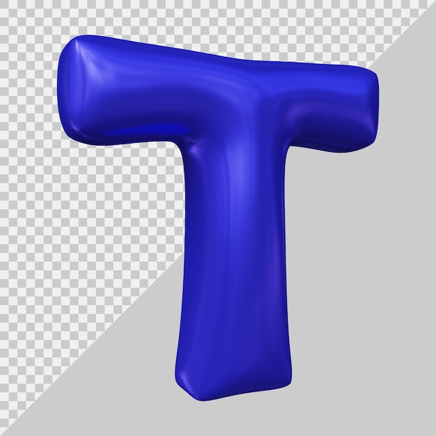 3d rendering of alphabet letter t with modern style
