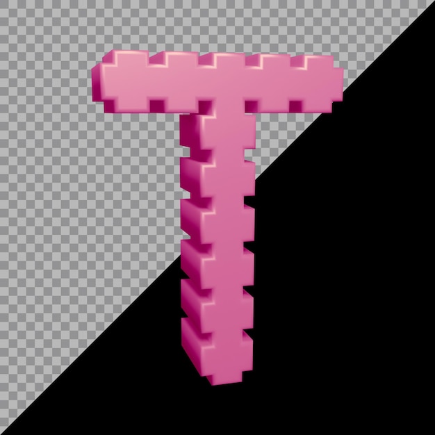 3d rendering of alphabet letter t