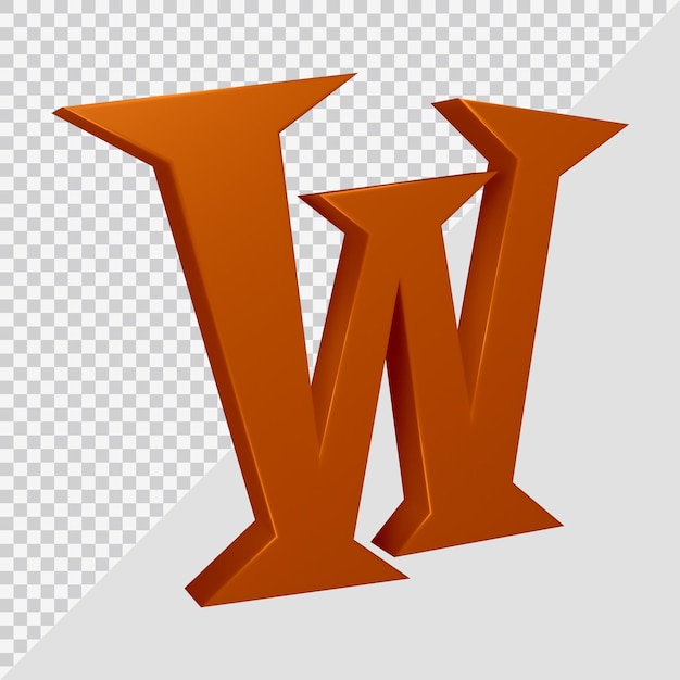 3d rendering of alphabet letter w