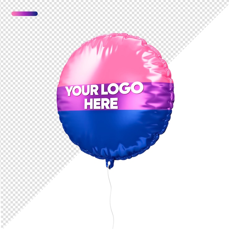 PSD 3d rendering of bisexual pride flag balloon