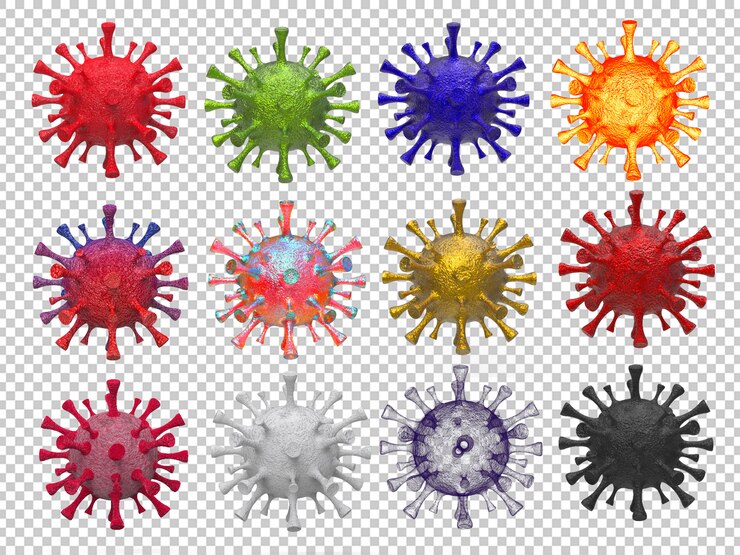 PSD 3d rendering of corona virus collection