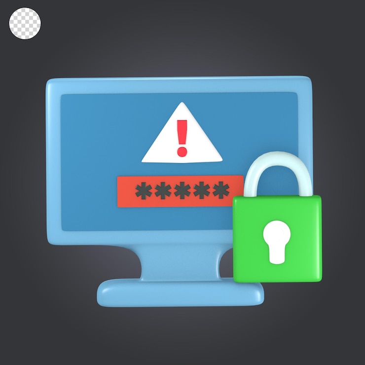 PSD 3d rendering of cute cyber security illustration icon