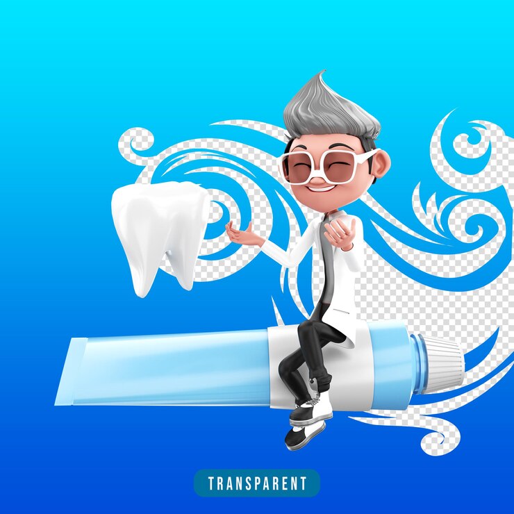 PSD 3d rendering of doctor character with toothpaste