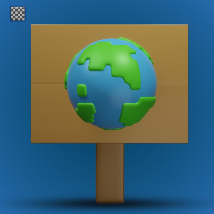 PSD 3d rendering of earth day icon of earth board