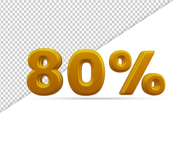 3d Rendering Of Gold Text Effect 80 Percent
