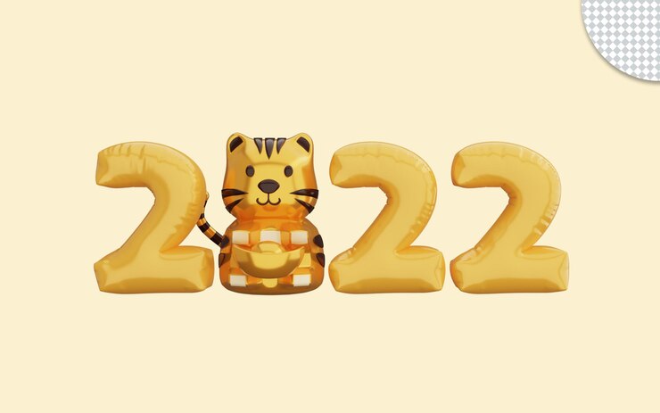 PSD 3d rendering of golden happy chinese new year 2022