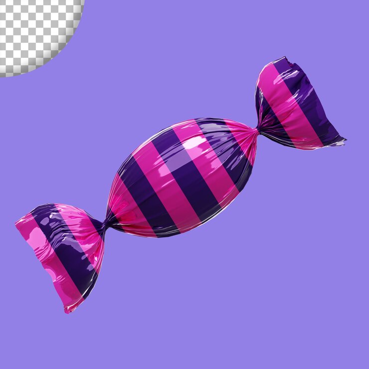 3D rendering of halloween candy icon illustration isolated on purple background
