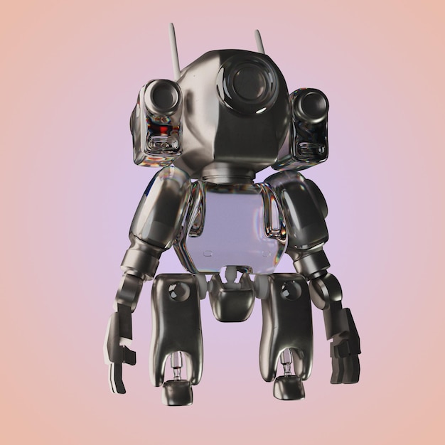 3d rendering of head silver and glass