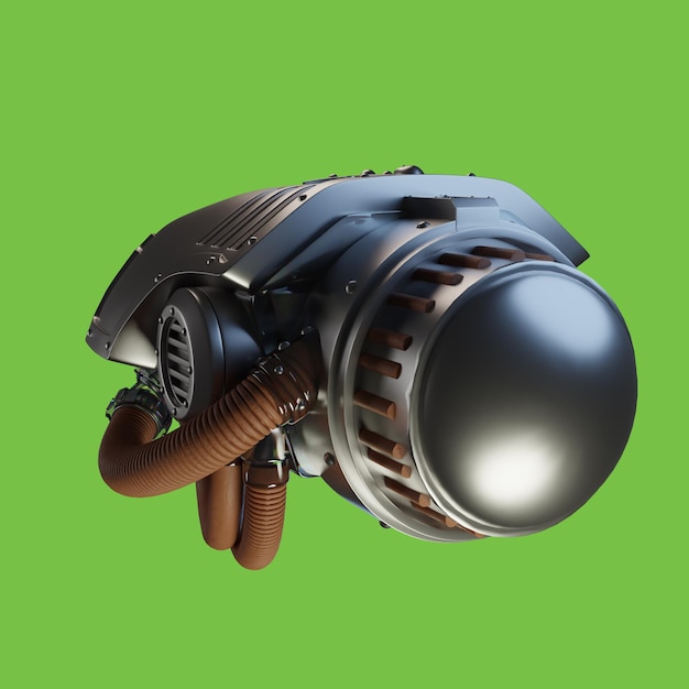 3d rendering of helmet and metal glass
