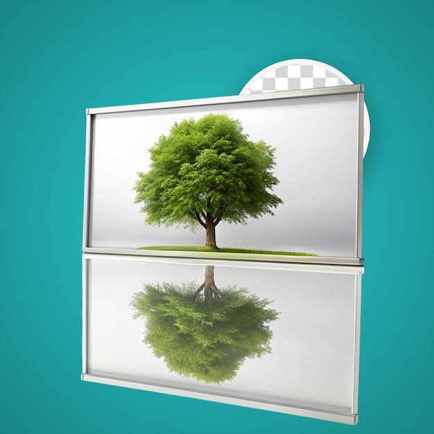 PSD 3d rendering of landscape in cube