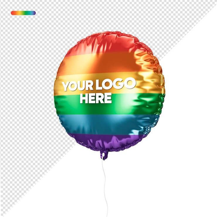 PSD 3d rendering of lgbt pride flag balloon