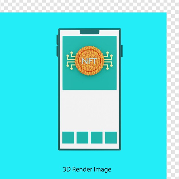 3d rendering of nft application on mobile