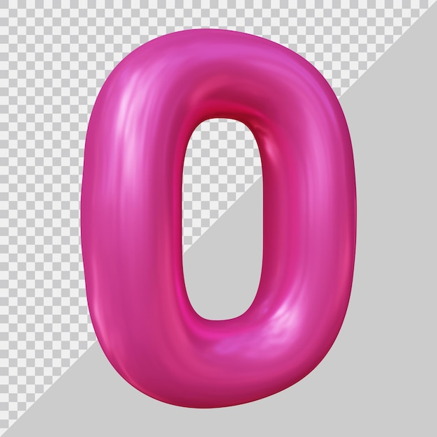 3d rendering of number 0 with modern style