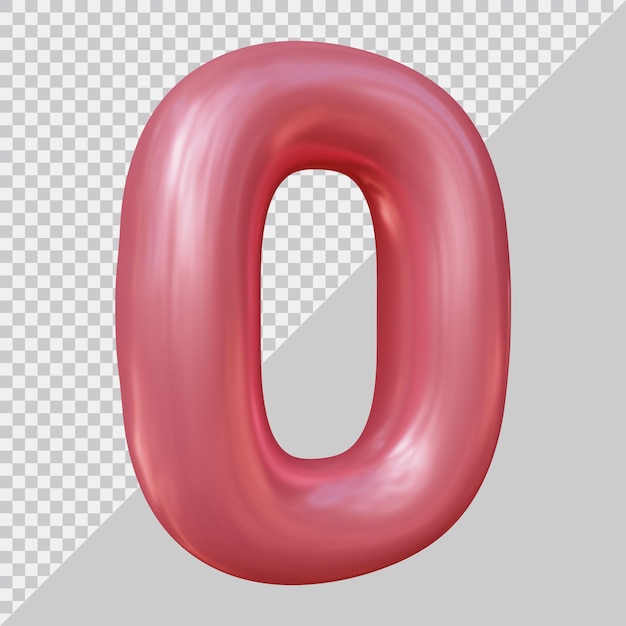 3d rendering of number 0 with modern style