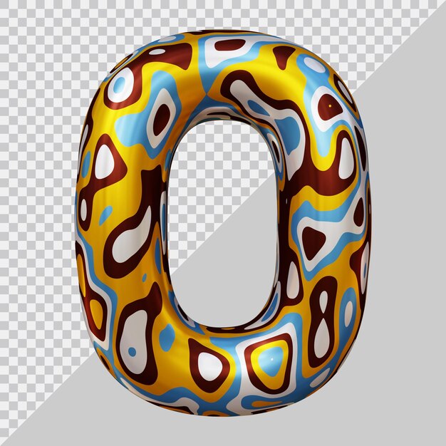 3d rendering of number 0 with modern style