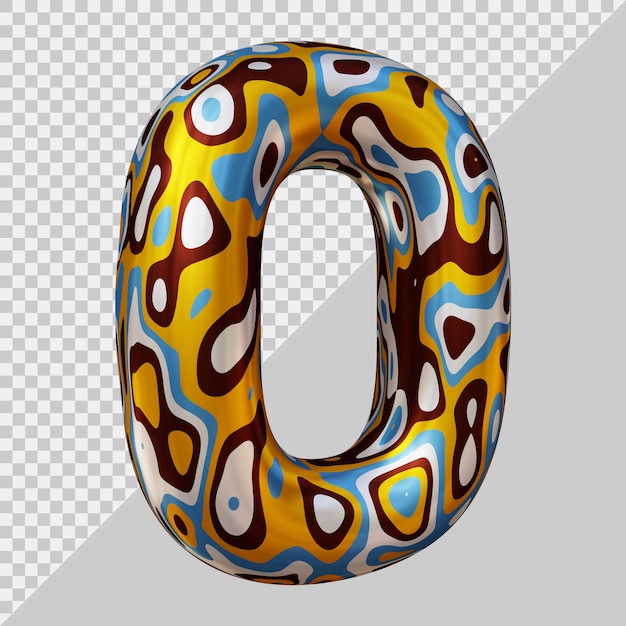 3d rendering of number 0 with modern style