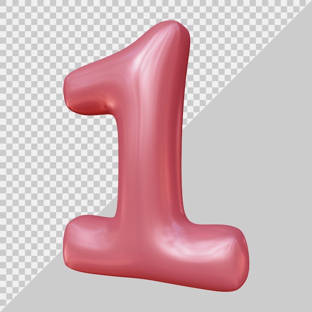 3d rendering of number 1 with modern style