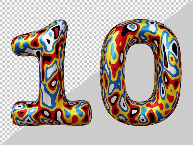 3d rendering of number 10 with modern style