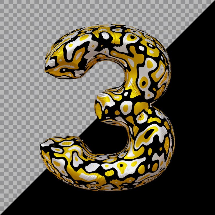 PSD 3d rendering of number 3 balloon