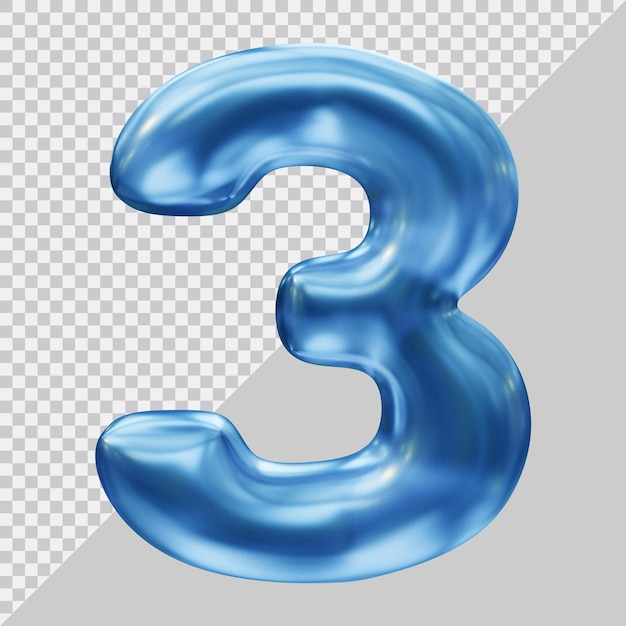 3d rendering of number 3 with modern style
