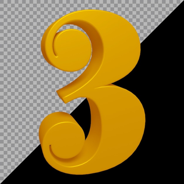 3d rendering of number 3