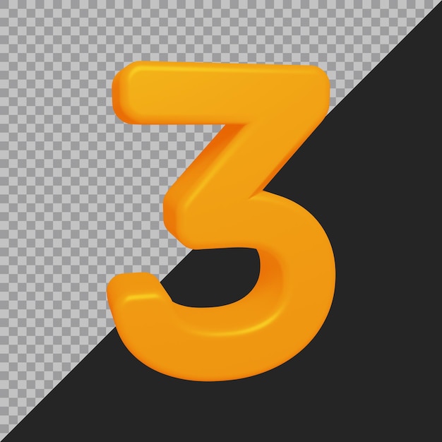 3d rendering of number 3