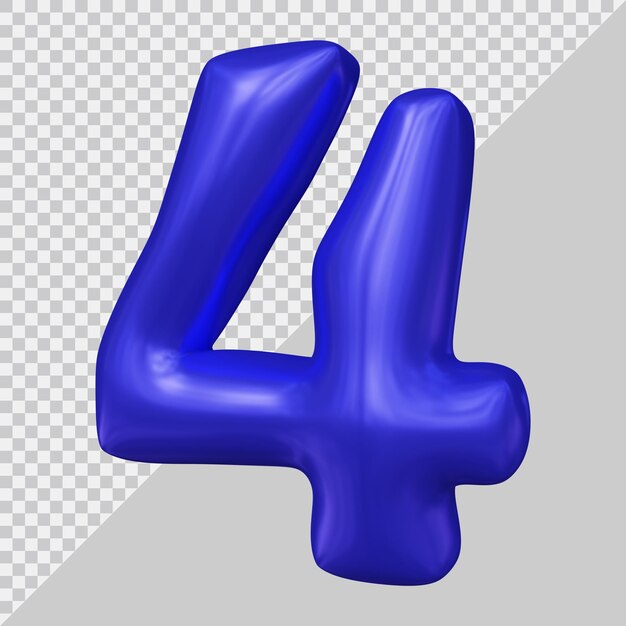 3d rendering of number 4 with modern style