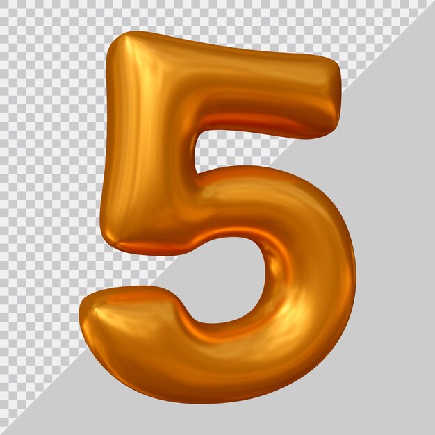 3d rendering of number 5 with modern style