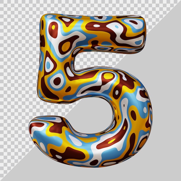 3d rendering of number 5 with modern style