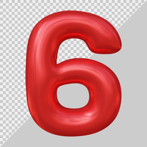 3d rendering of number 6 balloon