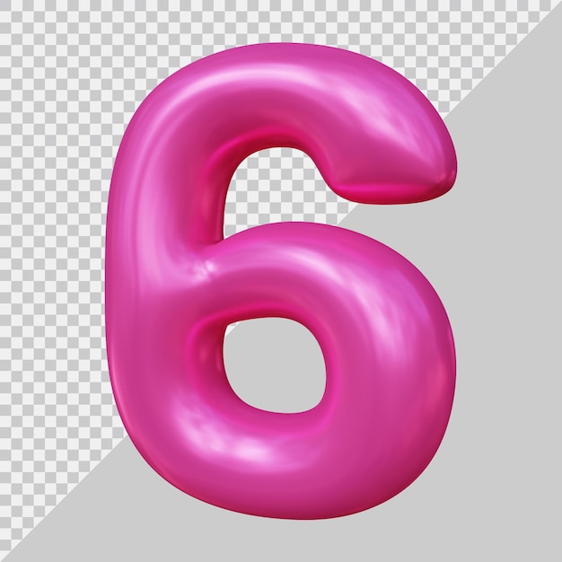 3d rendering of number 6 with modern style