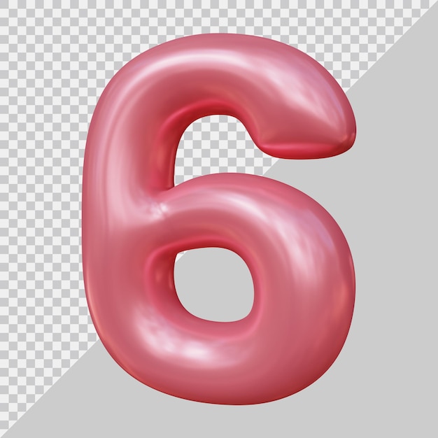 3d rendering of number 6 with modern style