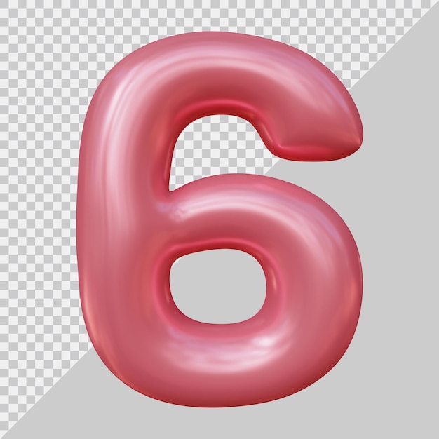 3d rendering of number 6 with modern style