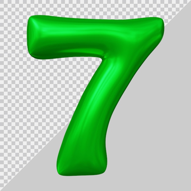 3d rendering of number 7 with modern style