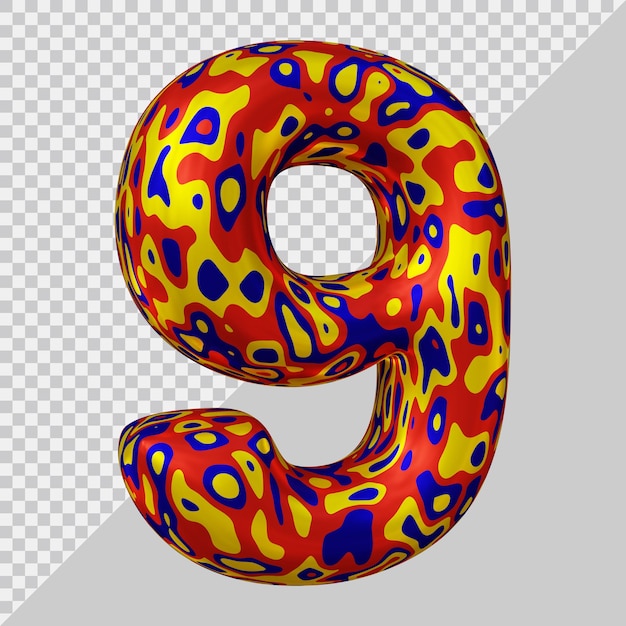 3d rendering of number 9 balloon