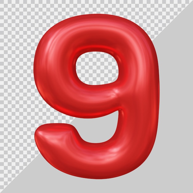 3d rendering of number 9 balloon