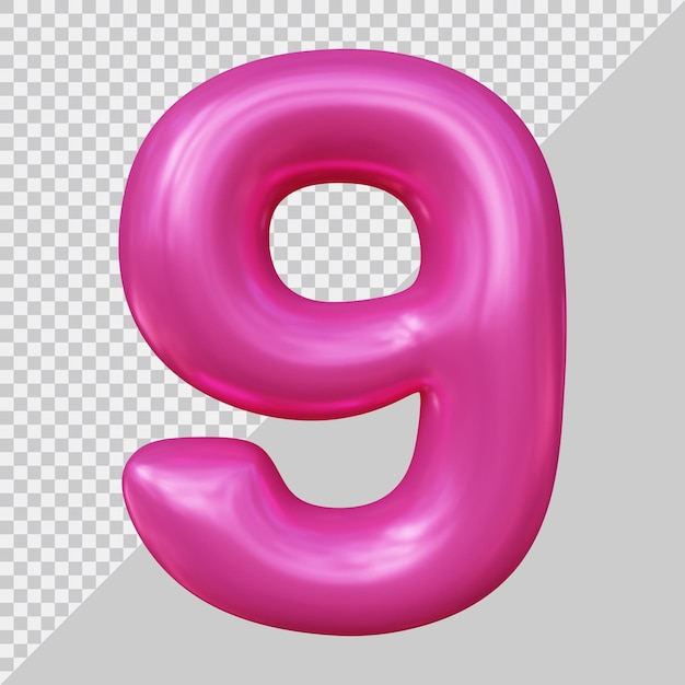 3d rendering of number 9 with modern style