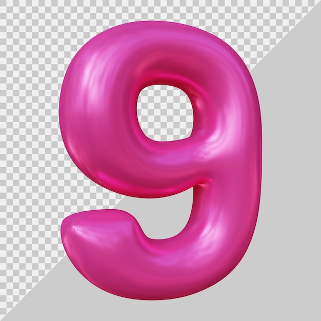 3d rendering of number 9 with modern style