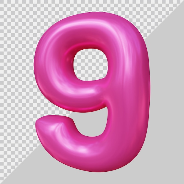 3d rendering of number 9 with modern style