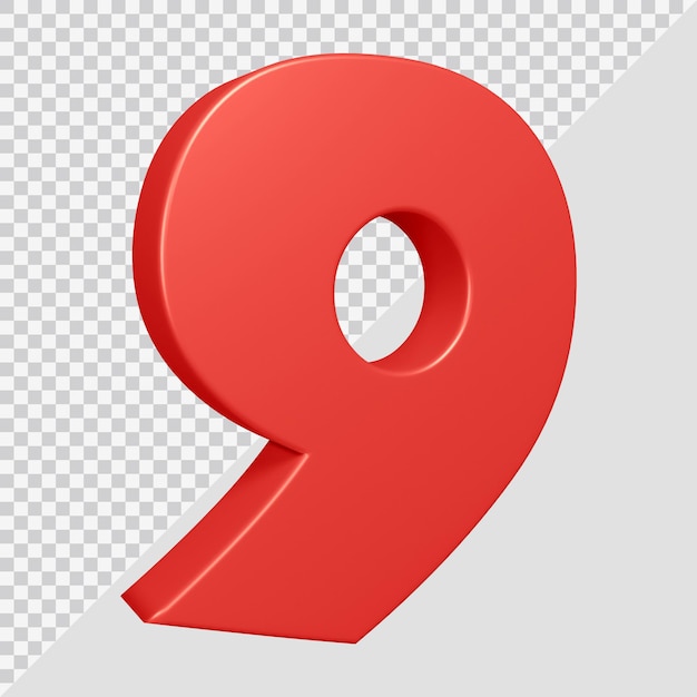 3d rendering of number 9