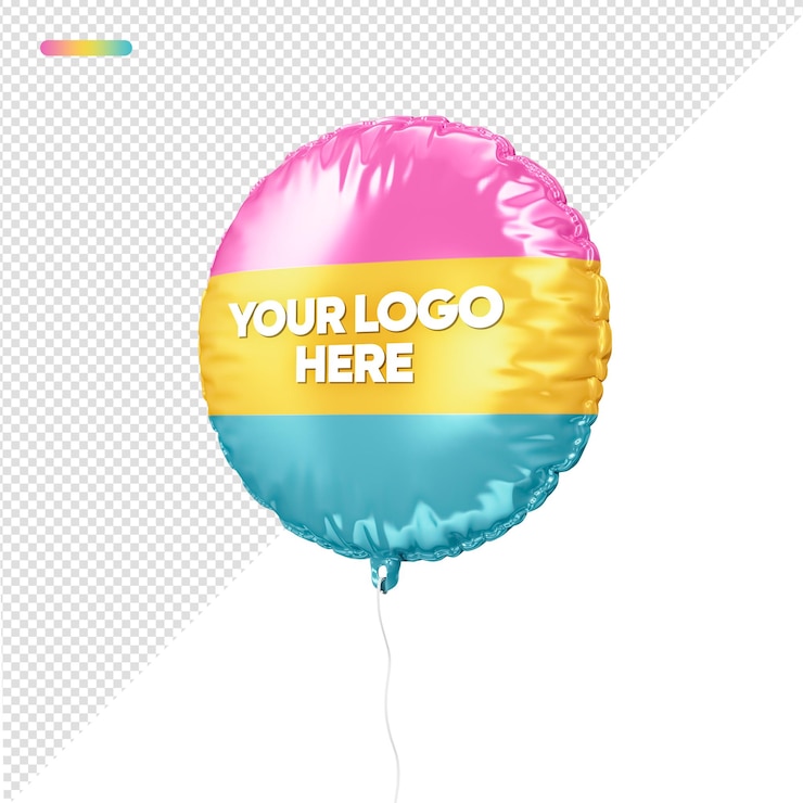 PSD 3d rendering of pansexual pride flag balloon