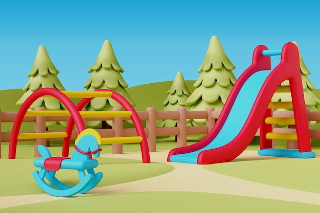 3d rendering of playground