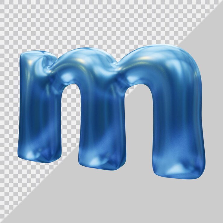 PSD 3d rendering of small letter m with modern style