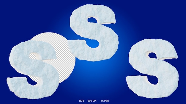 3d rendering of the letter S in the shape and style of a glacier, on a transparent background
